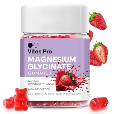 Vites Pro Magnesium Glycinate Gummies - Magnesium Complex, Chewable Supplement, Calm Support, Promotes Sleep Relaxation, Muscle Recovery, Threonate, for Adults - Strawberry Flavor, 60 Count, 30-Day
