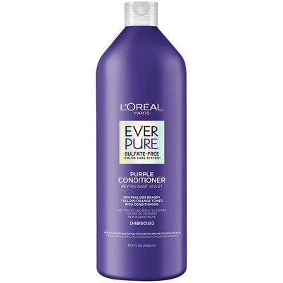 L Or al Paris EverPure Sulfate Free Brass Toning Purple Conditioner for Blonde, Bleached, Silver, or Brown Highlighted Hair, 33.8 Fl Oz (Packaging May Vary)