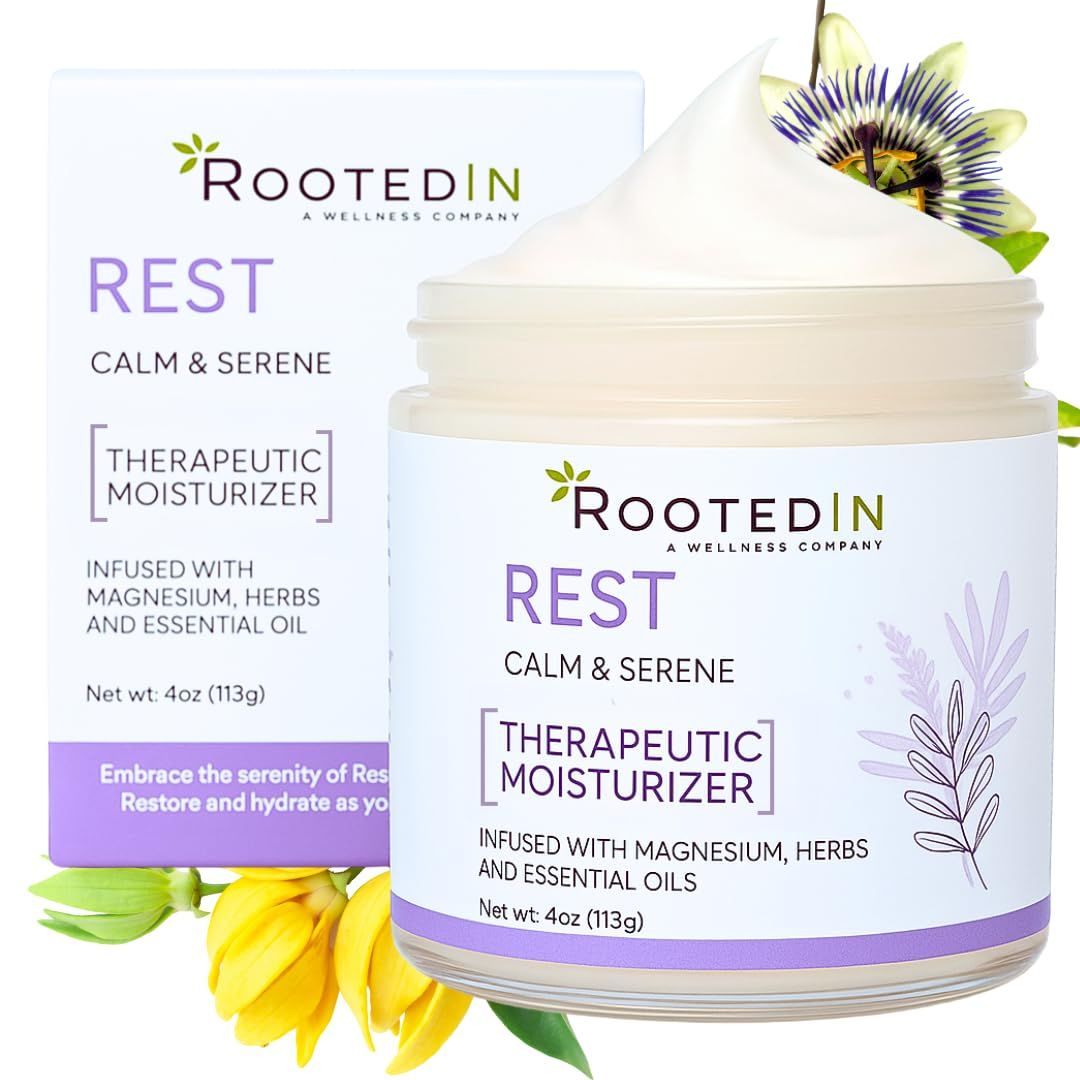 Rest Magnesium Cream for Sleep, Body Butter with Lavender, Passion Flower Chamomile Essential Oil - 11,000mg Pure Magnesium for Restful Legs Relaxation - Perfect Self-Care Gift for Adults Kids