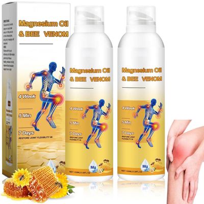 Magnesium Oil Bee Venom Joint Spray, Professional Magnesium Joint Oil, 3.52 OZ Bee Venom Joint and Bone Spray for Back, Knee, Hands, Neck, 2 PCS
