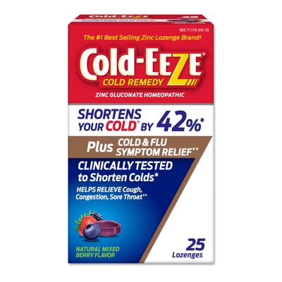 Cold-Eeze Plus Natural Mixed Berry Cold Flu Zinc Lozenges, Multi-Symptom Relief, Homeopathic Cold Remedy, Reduces Duration of The Common Cold, Sambucus Nigra to Relieve Cold Flu Symptoms, 25 Ct