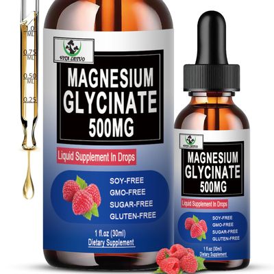 Pure Magnesium Glycinate Liquid Magnesium Supplement 500mg for Sleep, Nerve, Bone and Heart Health Vegan Glycinate Mag Liquid Drops 6X High Absorption Non-GMO, Gluten-Free 30 Servings