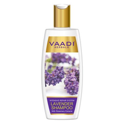 Vaadi Herbals Lavender with Rosemary Extract Shampoo - Intensive Repair Shampoo - ALL Natural - Paraben Free - Sulfate Free - Scalp Therapy - - Suitable for All Hair Types - 11.8 Ounces