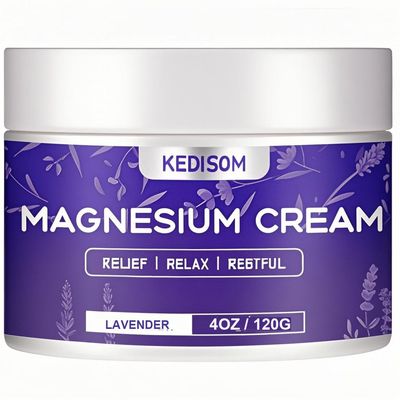 KEDISOM Magnesium Cream for Sleep 4Oz - Soothing Magnesium Lotion for Muscle Relaxation, Nighttime Cream Lavender, Topical Deep Hydration Shea Butter, Safe for Kids Adults