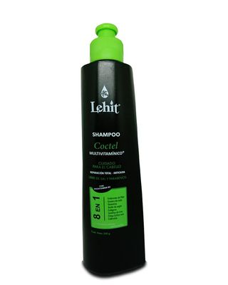 Lehit Champu Coctel 8 en 1 Multivitaminico Repolarizador Cuidado Cabello Reparacion Total AntiCaida No Sal Provitamina B5 Shampoo Repolarizer Cocktail for Hair Care Repair No Parabens 10.1oz-300ml