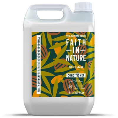 Faith in Nature Natural Conditioner - Vegan Cruelty Free, No SLS or Parabens - 169 fl oz Refill Pack, Shea Argan