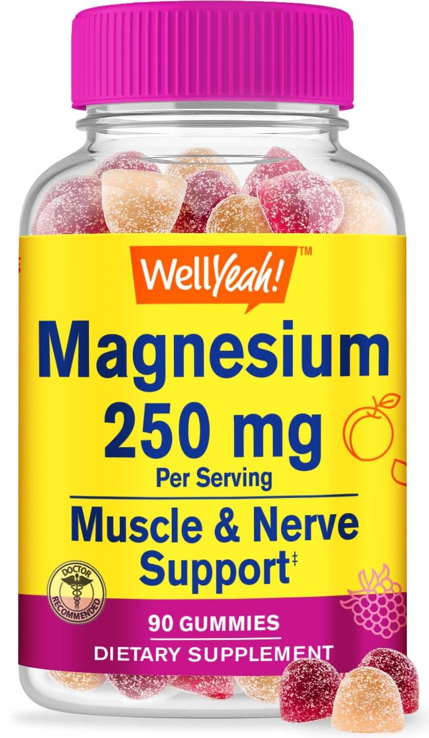 WellYeah Magnesium Citrate Gummies 250mg - Highly Absorbable Stress Relief, and Sleep Support Chewable Supplement, Gluten-Free, Non-GMO - Natural Sourced Flavors - 90 Gummies