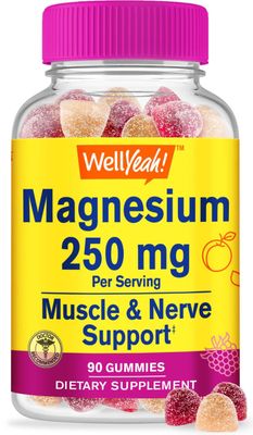 WellYeah Magnesium Citrate Gummies 250mg - Highly Absorbable Stress Relief, and Sleep Support Chewable Supplement, Gluten-Free, Non-GMO - Natural Sourced Flavors - 90 Gummies