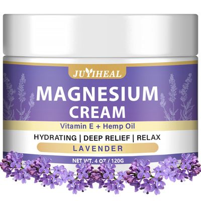 JUYIHEAL Magnesium Cream - Topical Magnesium Lotion with Lavender, Hemp Seed Oil, Vitamin E Shea Butter - Relaxation Formula - Safe for Kids Adults - 4 oz