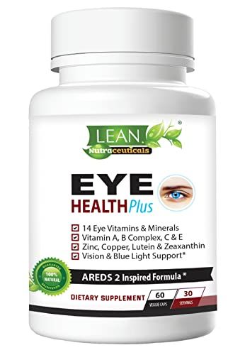 Areds 2 Eye Health Plus w Copper, Vitamin A B C E, Lutein Zeaxanthin, Quercetin, Zinc, Bilberry Extract, Biotin - Sight Care, Dryness, Strain, Night Vision Supplement for Adults 60 capsule