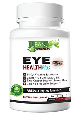 Areds 2 Eye Health Plus w Copper, Vitamin A B C E, Lutein Zeaxanthin, Quercetin, Zinc, Bilberry Extract, Biotin - Sight Care, Dryness, Strain, Night Vision Supplement for Adults 60 capsule