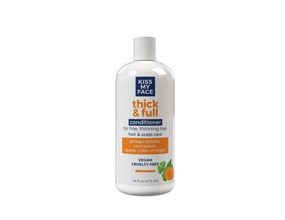 Kiss My Face Thick Full Conditioner, For Fine and Thinning Hair, Hair and Scalp Care, Ginkgo Biloba and Curcumin, Vegan and Cruelty Free, 16 Fl Oz