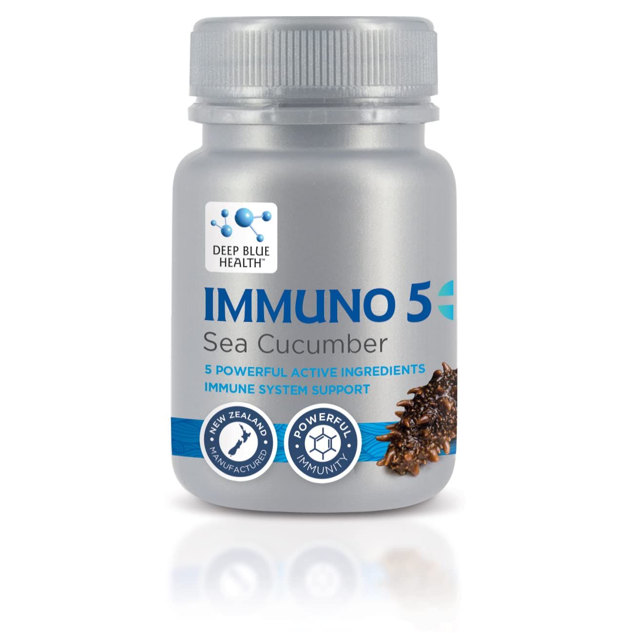 Deep Blue Health Immuno 5 Sea Cucumber - with Sea Cucumber Extract, Vitamin B6, Vitamin C, Zinc and Magnesium - 550mg - 90 Vege Capsules