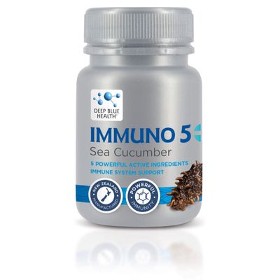 Deep Blue Health Immuno 5 Sea Cucumber - with Sea Cucumber Extract, Vitamin B6, Vitamin C, Zinc and Magnesium - 550mg - 90 Vege Capsules