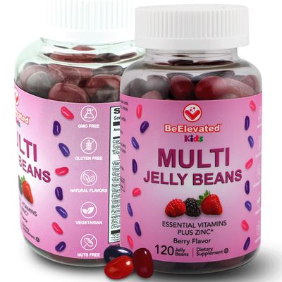 BeElevated Multivitamin Jelly Beans - Chewable Vitamins Gummies with Zinc for Kids - Immune Support Vitamin Supplements - Vegetarian Multivitamins Gummy Supplement for Childrens - 120 Berry Beans