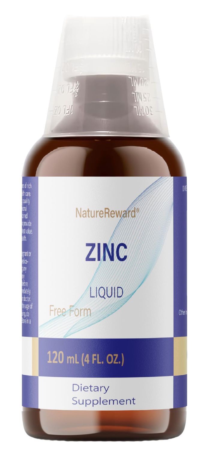 NatureReward Organic Liquid Zinc, 60 Servings - Alcohol Free Zinc Sulfate - Supports Immune Health Metabolism - Antioxidant - Gluten-Free, Non-GMO, Vegan Paleo Friendly (120 ml), 4 FL OZ