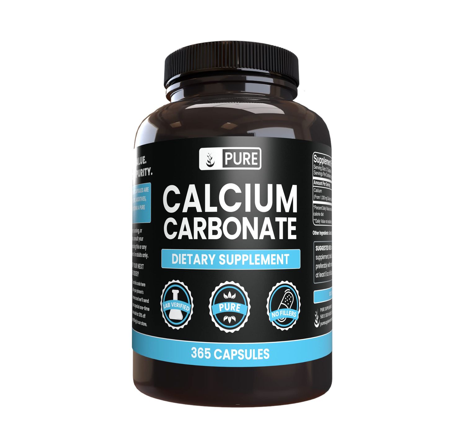 Pure Original Ingredients Calcium Carbonate No Magnesium Or Rice Fillers, Always Pure, Lab Verified