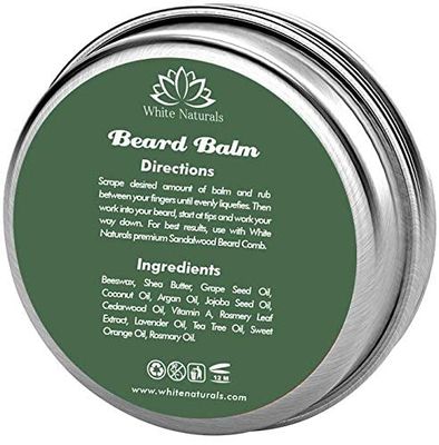 Organic Beard Balm, Styles, Strengthens Softens Beards Mustaches - Leave in Conditioner with Natural Argan Oil, Shea Butter, Vitamins and Wax Boost for Ultimate Shine