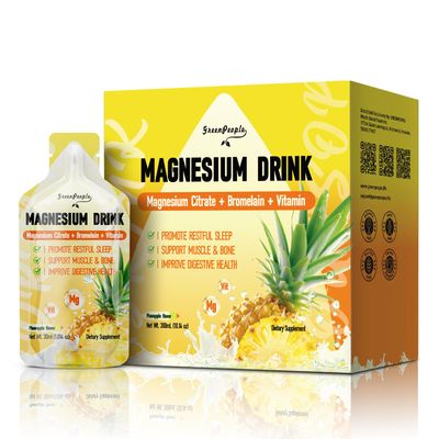2 Pack GREENPEOPLE 7-IN-1 Magnesium Citrate Liquid, Magnesium Citrate Supplements Drink with 280mg Magnesium, Zinc, Bromelain, Vitamin C D3 B6, Muscle Sleep Support for Kids Adult, 1 fl.Oz (10Pcs)