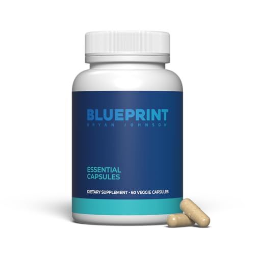 Blueprint Bryan Johnson Essential Capsules - Daily MultivitaminMultimineral for Women and Men - Antioxidant Supplement with Calcium, Vitamin B1, Vitamin D, and Zinc - Vegan and Non GMO (30 Servings)