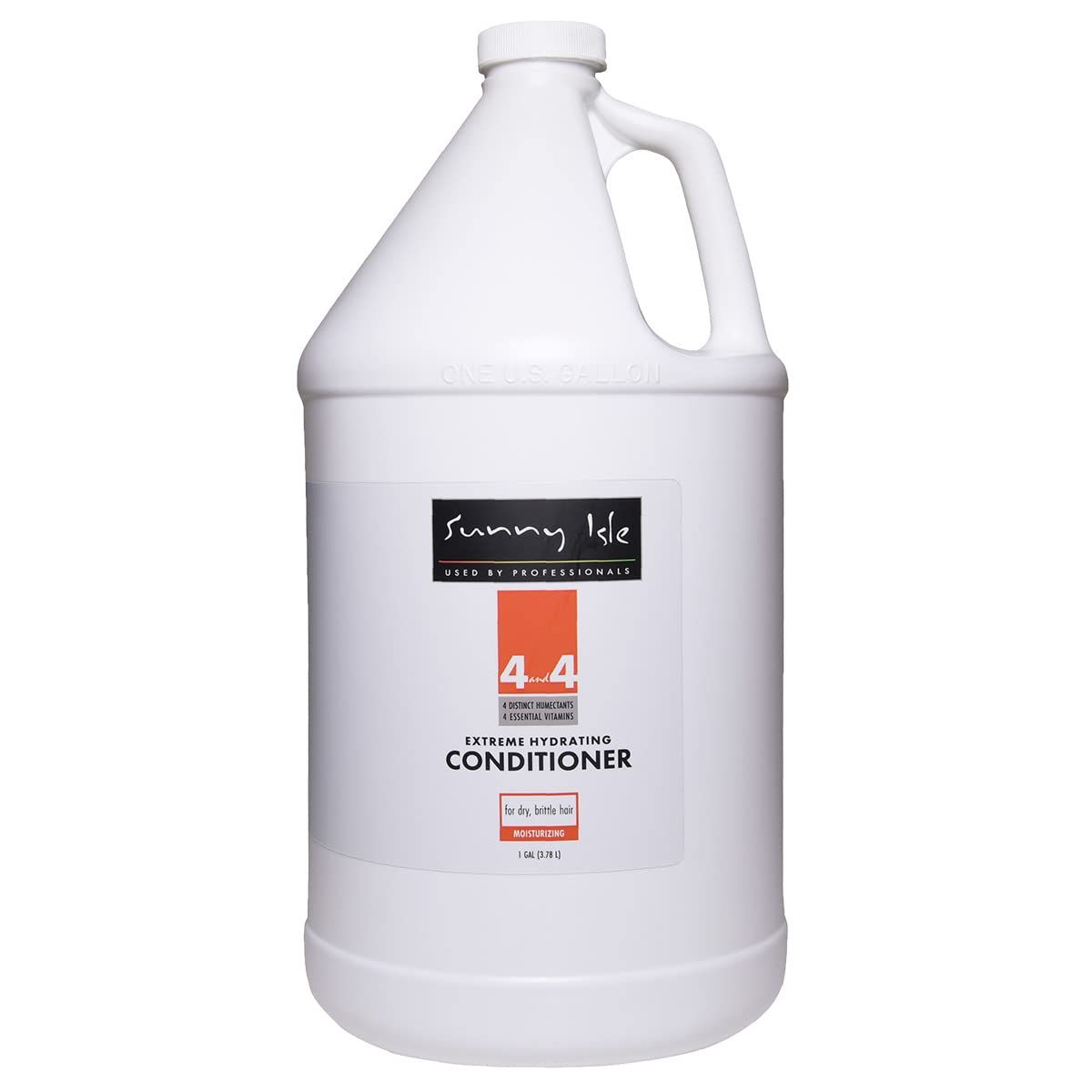 Sunny Isle 4AND4 Conditioner 1 Gallon Professional Grade Formula Paraben Sulfate Free 4 Distinct Humectants 4 Essential Vitamins For Dry Brittle Hair