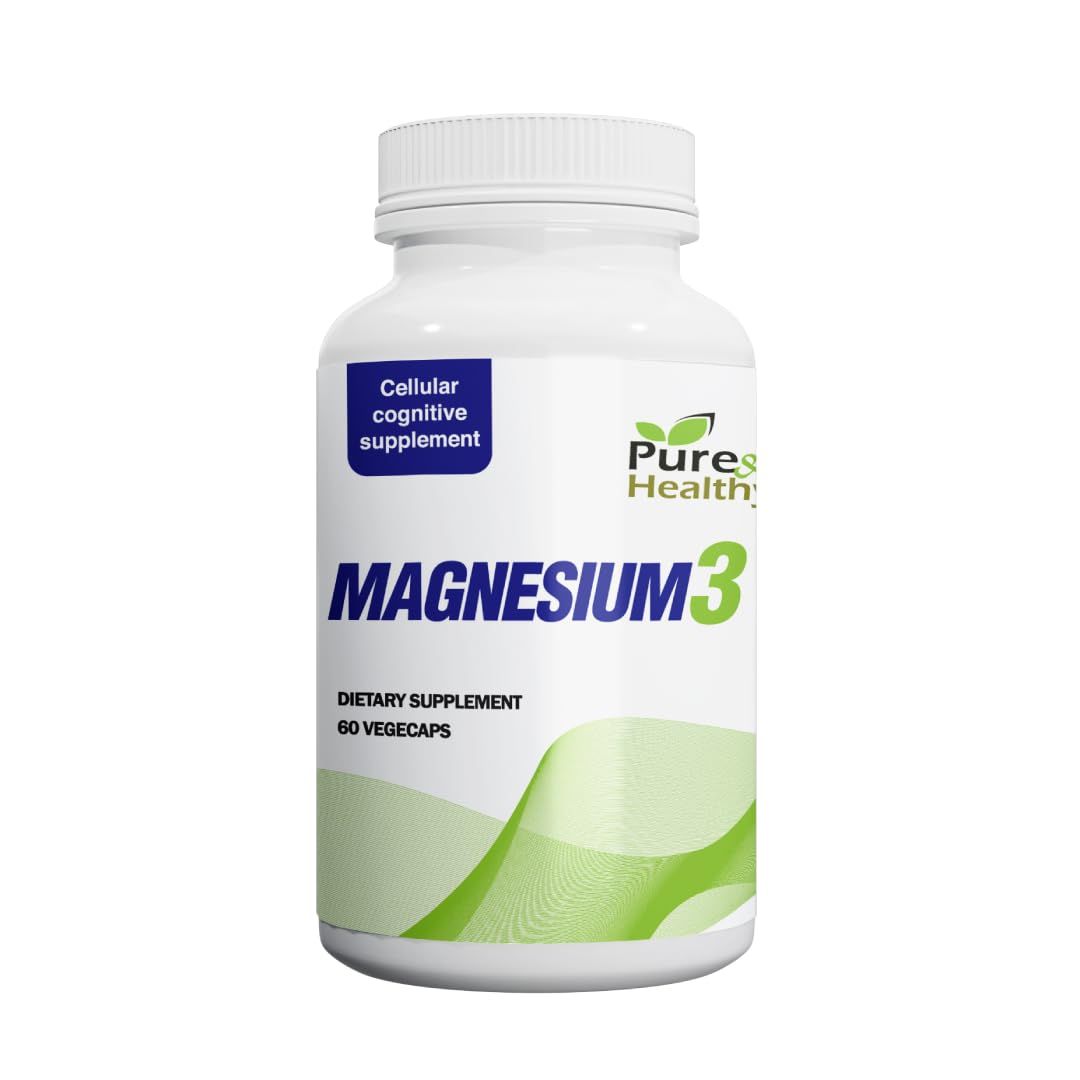 Pure Healthy Magnesium3 300mg of Magnesium Glycinate, Malate, Citrate for Muscles, Nerves, Stress, Energy