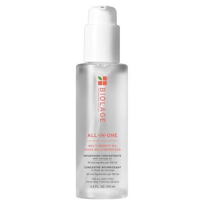 BIOLAGE All-In-One Multi-Benefit Styling Oil - Detangles, Nourishes Smoothes, For All Hair Types, With Moringa Oil, Vegan, 3.4 Fl Oz