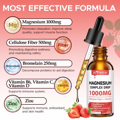 2 Pack Magnesium Glycinate Liquid, 1000mg Magnesium Complex Supplement with Cellulose Fiber, Bromelain, Vitamin B6, C, D, Zinc to Support Night, Muscle, Relax, Bone, Mood, Muscle