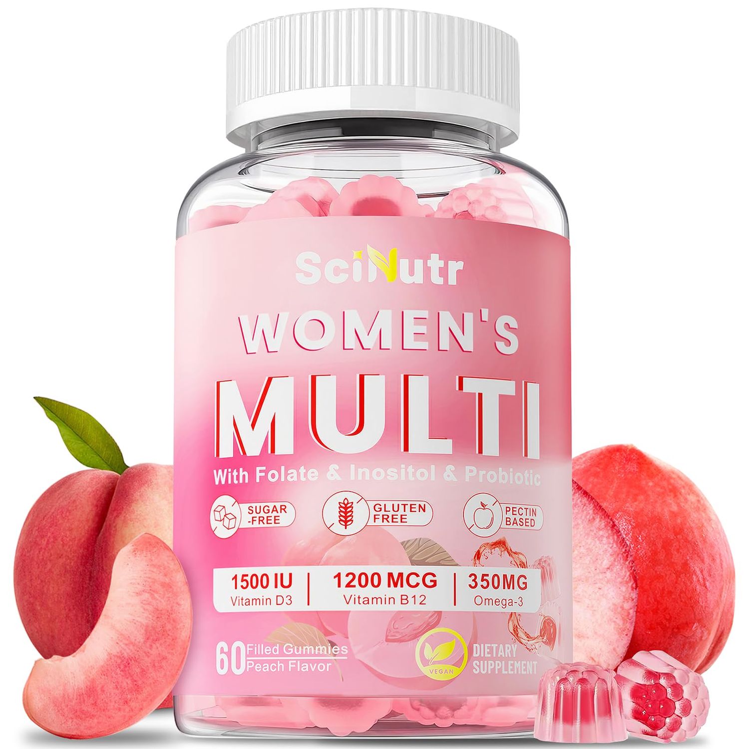 Methylated Multivitamin for Women Gummies with Calcium, Magnesium, Zinc, Vitamin A, C, D3, E, K2, B Complex, Folate, Biotin - Multi Vitamins Minerals for Energy, Immune Support,and Strengthen Bone