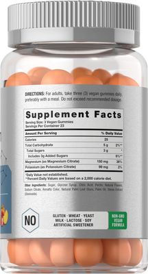 Horb ach Potassium Magnesium Supplement Gummies Peach Strawberry Flavor 70 Count Vegan, Non-GMO, and Gluten Free Formula