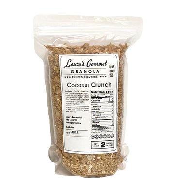 Laura&#39;s Gourmet Granola - Coconut Crunch - Gluten, Soy Dairy Free - Organic Agave, Crunchy Coconut Chip, Organic Coconut Oil, Vegan, Artisan Chef&#39;s Trifecta of Taste, Texture Mouthfeel - 2 LB