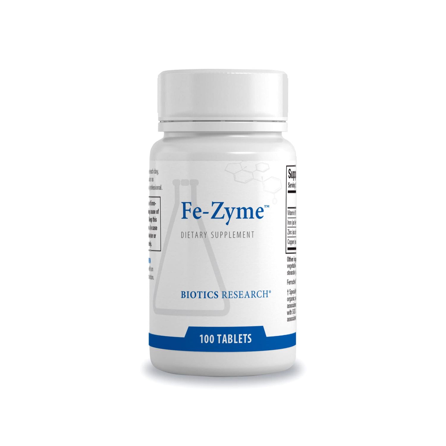 Biotics Research Fe-Zyme 25 Milligram Iron, Added Zinc and Copper, Supports Normal Red Blood Cell Production, Healthy Energy Levels 100 Tablets