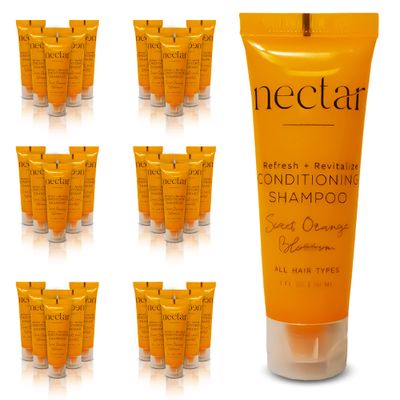 World Amenities - Nectar Bulk 2-in-1 Conditioning Shampoo 300 Count Sweet Orange Blossom, Mini Travel Size Toiletries (100 Recyclable Tube with Flip Top Cap) Hotel Amenities, for All Hair Types