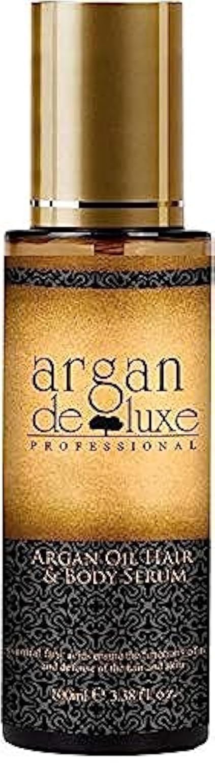 Argan De Luxe 100 Pure Morrocan Oil Perfect for Leave in Treatment Conditioner- Hair and Body Serum 3.38 Ounces .