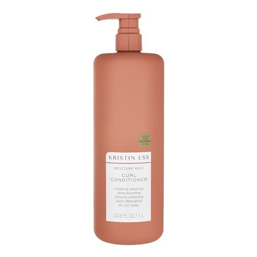 Kristin Ess Hair Moisture Rich Curl Conditioner, 33.8 fl oz, For Curly Wavy Hair, Detangler, Vegan, Sulfate, Paraben and Silicone Free, Color Keratin Safe