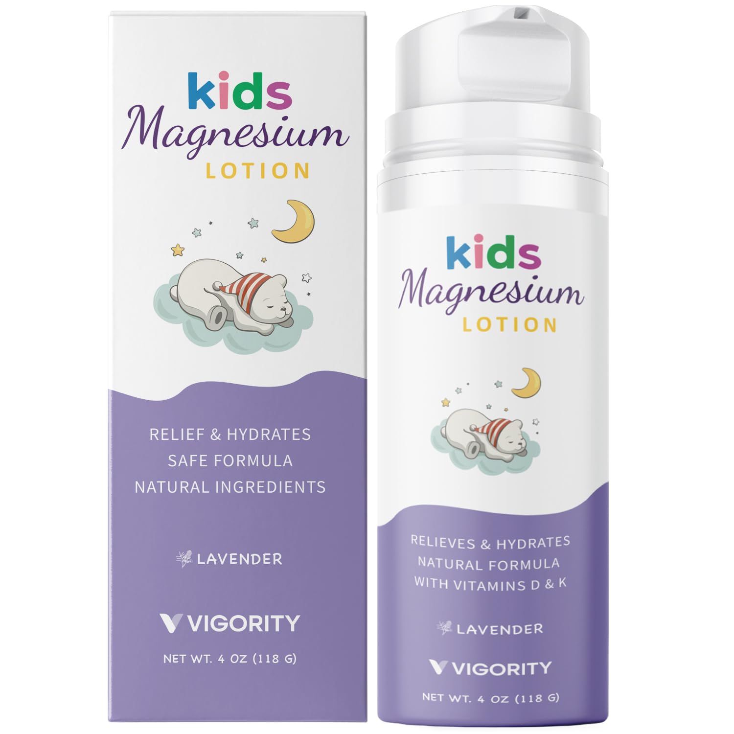 Magnesium Lotion for Kids Babies Sleep - Bedtime Calming Body Cream with Natural Ingredients, Lavender Oil, Shea Butter Multi Vitamins - Topical Magnesium Soothing Relief, Promotes Relaxation