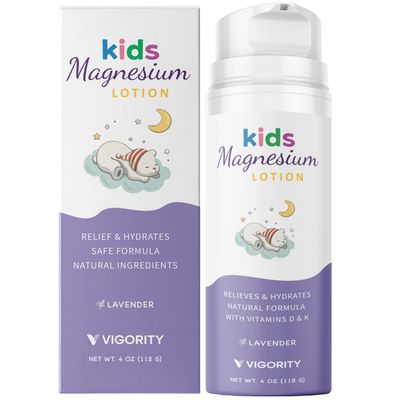 Magnesium Lotion for Kids Babies Sleep - Bedtime Calming Body Cream with Natural Ingredients, Lavender Oil, Shea Butter Multi Vitamins - Topical Magnesium Soothing Relief, Promotes Relaxation