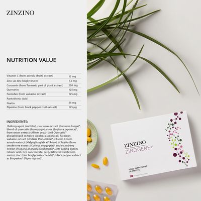 Zinzino ZinoGene - Deep Cleanse Supplement with Fucoidans, Polyphenols, Vitamin C Zinc - Supports Revitalized Health - 30 Tablets