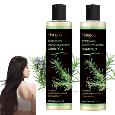 Organic Rosemary Hair Growth Shampoo Rosemary Hydrolyzed Keratin Shampoo, Nourishes and Regenerates Hair (2PCS)