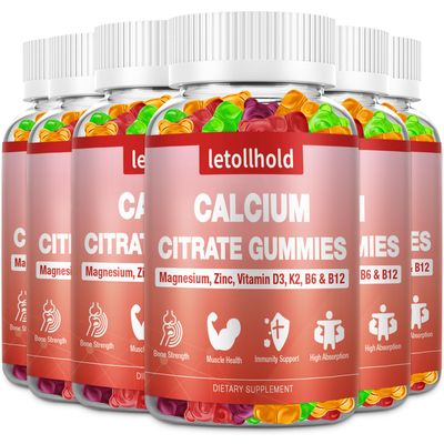 Calcium Citrate Gummies - 1200 mg Calcium Gummies with Magnesium Zinc Vitamins - Calcium Chews for Bone, Muscle, Joints, Immune Support, High Absorption Calcium Supplements for Women Men 6 Packs