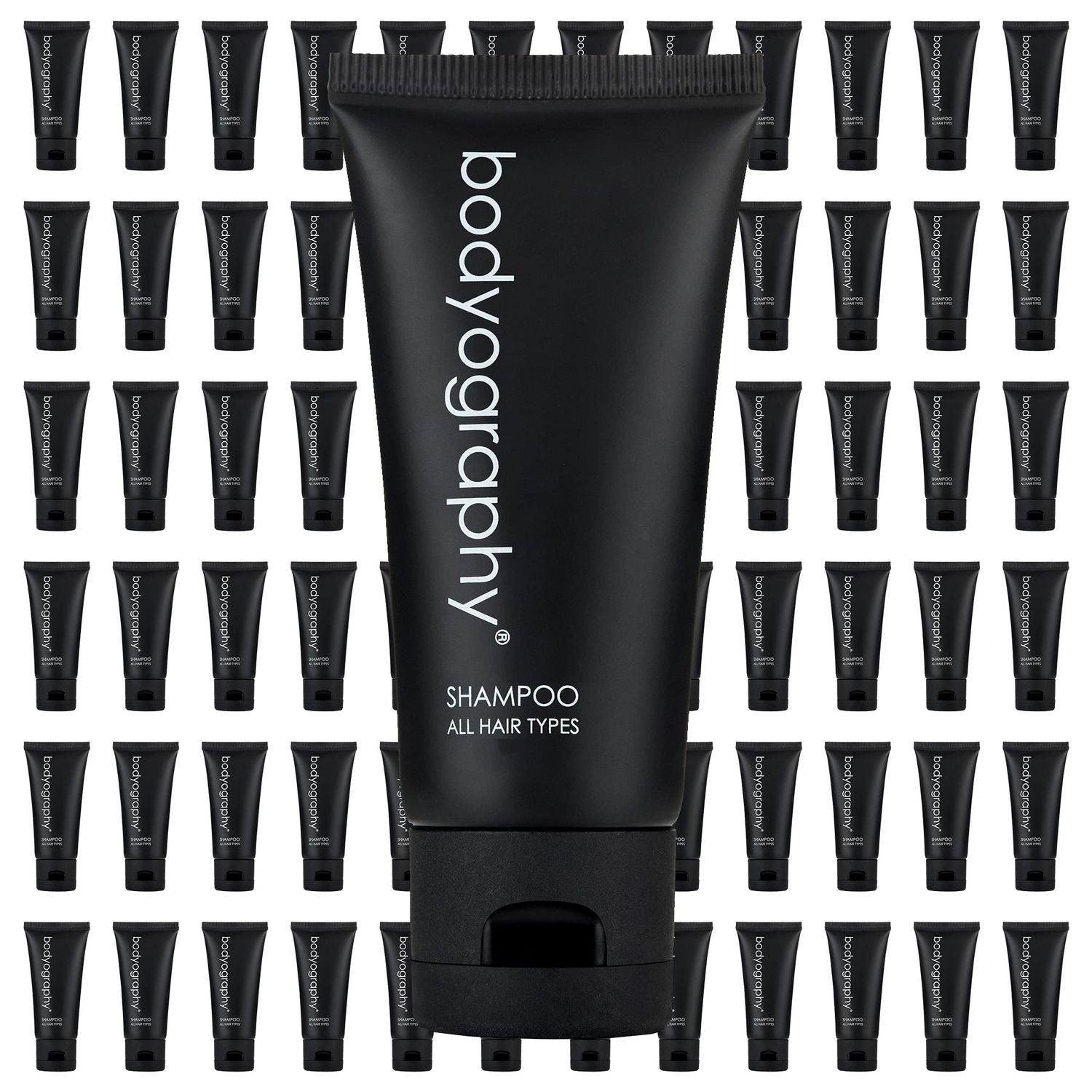 World Amenities - Bodyography - Bulk Shampoo 300 Count, 1.4oz Lavender Peppermint, Mini Travel Size Toiletries (100 Recyclable Tube with Flip Top Cap) Hotel Amenities.