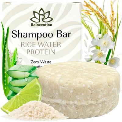 Shampoo Bar RICE WATER PROTEIN For Hair Growth Rice Solid Shampoo for Weak or Damaged Hair Hydrating, Nourishing, and Refreshing Made in US Paraben and Sulfate-Free