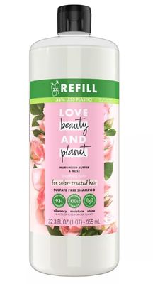 Love Beauty And Planet Blooming Color Sulfate-Free Shampoo Murumuru Butter Rose, for Color Treated Hair Vegan, Paraben-free, Silicone-free, Cruelty-free 32.3 oz Refill Bottle