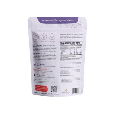 Nurished Kids Immune Booster with Elderberry, Acerola Cherry, Zinc, Vitamins C D - Straight-to-Mouth Powder - 30 Servings - 2 Flavors