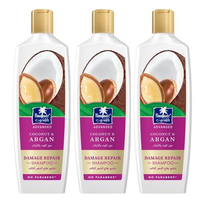 Parachute Advansed Argan Shampoo with Coconut Repairs Dry Damaged Hair Moisturizes Hair 0 Harmful Chemicals 11.4 Fl oz Pack of 3