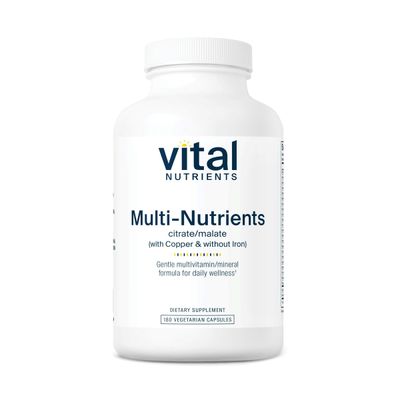 Vital Nutrients - Multi-Nutrients 2 - CitrateMalate Formula (with Copper and Without Iron) - Multi-VitaminMineral, Potent Antioxidants, Gentle Bioavailable Form - 180 Vegetarian Capsules per Bottle