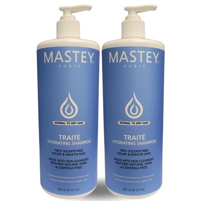 Mastey Paris Professional Cream Hair Care, Sulfate Free, Lipid Amino Acid Fortified, with UV Blocking Antioxidants - 33 fl oz (Shampoo-2 Count)