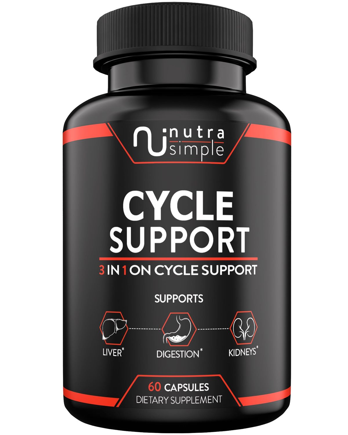 Nutra Simple Cycle Support Supplement for Men, 3-in-1 On Cycle Support, Made in USA, Liver Support with Milk Thistle, Zinc, Dandelion, Beet Root, Artichoke Extract, Berberine - 60 Capsules