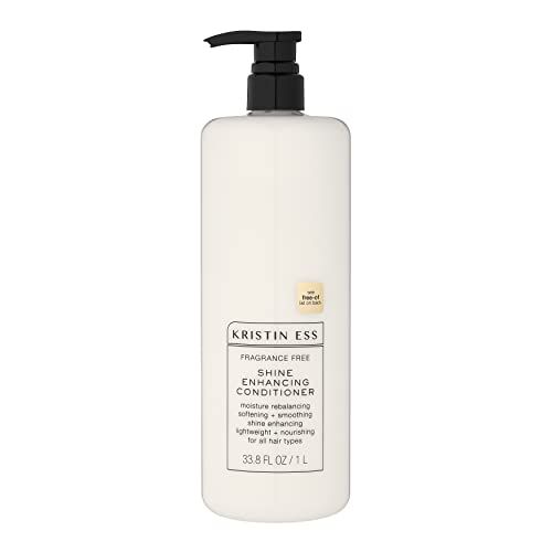 Kristin Ess Fragrance Free Shine Enhancing Conditioner for Sensitive Skin and Scalp - Softening Shine Boosting - For all Hair Types Sensitive Skin Scalp, 33.8 Fl Oz