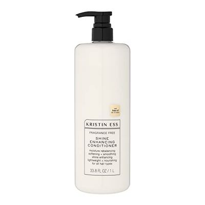 Kristin Ess Fragrance Free Shine Enhancing Conditioner for Sensitive Skin and Scalp - Softening Shine Boosting - For all Hair Types Sensitive Skin Scalp, 33.8 Fl Oz